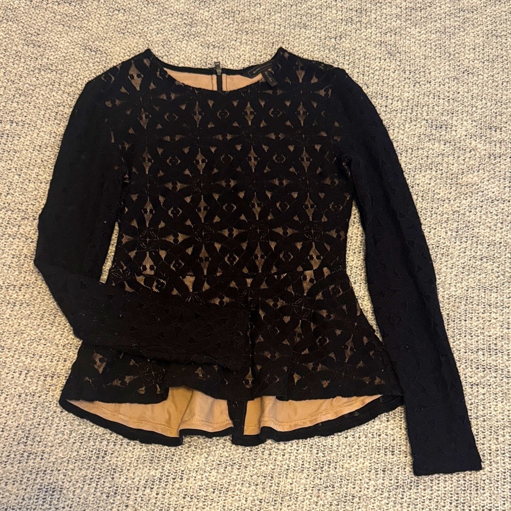 BCBGMaxAzria Black Lace Blouse